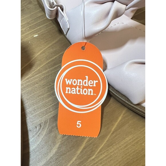 Wonder Nation Big Girls Pink Double Knot Sandals Non Marking Comfort Size 5 NWT - Picture 9 of 10